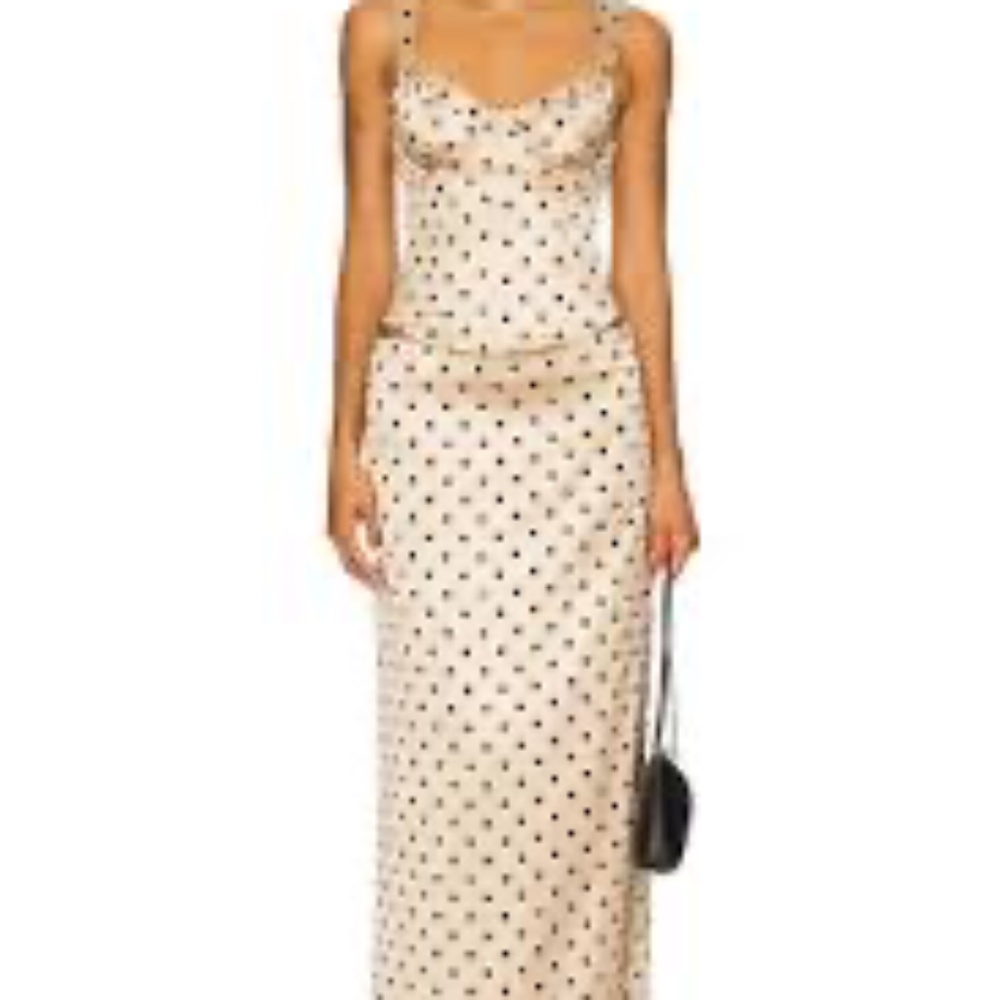 More To Come Elianna polka dot Corset top and maxi skirt set Small